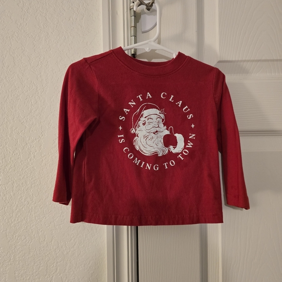 Holiday Time Red Santa Claus Long Sleeve Kids Shirt - Picture 1 of 3